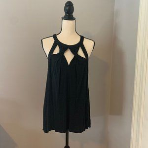 Doe and Rae Black Cutout Detail Sleeveless Blouse